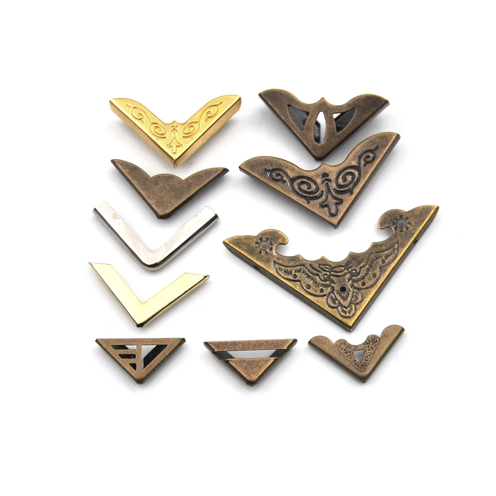 BoMiVa 12PCS Corner Protector Book Scrapbook Metal Album Corner For Antique Brass Jewelry Book Corner Protector Protector Cover