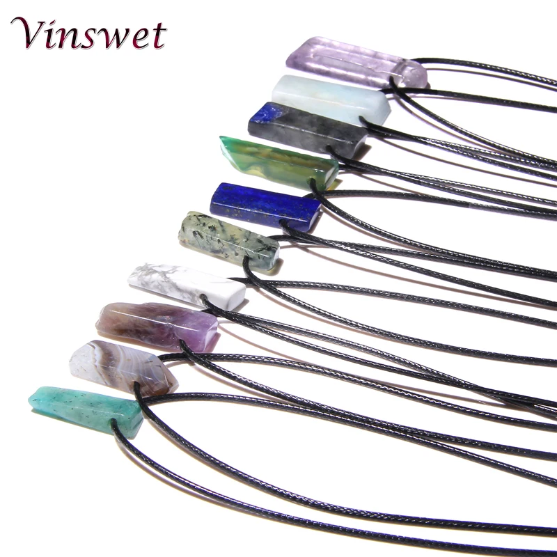 Vinswet Raw Stone Quartz Necklaces Pendants Summer Vintage Natural Stone Bullet Crystal Charms Necklace For Women Jewelry Gift|Pendant Necklaces| - AliExpress