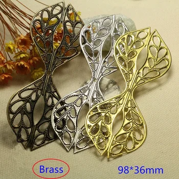 

10 Pcs Large Size Sliding Plate Shape Brass Stamping 98*36mm Brass Filigree Connectors Ornate Jewelry Supplies - Free Shipping