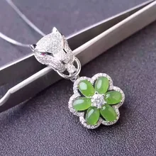 Натуральная яшма драгоценный кулон S925 серебряная подвеска из натурального сапфира Цепочки и ожерелья модные роскошные леопардовой расцветки женская обувь с цветами вечерние, подарок, ювелирное изделие