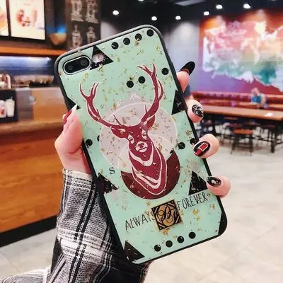 Aoweziic Leopard epoxy Gold Foil for iPhone XS MAX XR phone case tiger 6S 7 8PLUS All Inclusive Soft Shell Love Tide