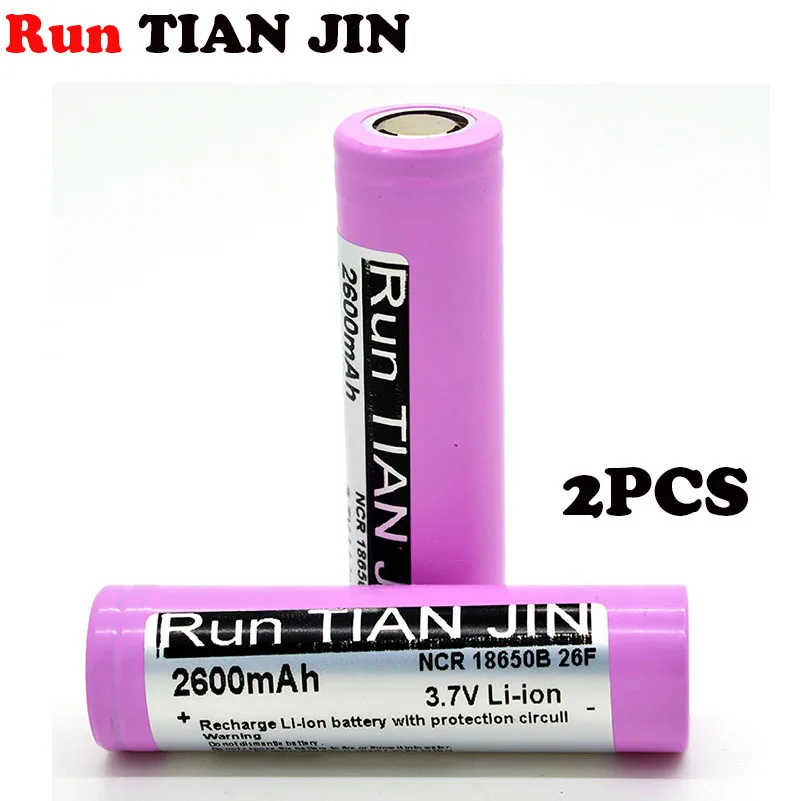 2pcs 18650 battery 100% 2600 mAh LED flashlight lithium ion ICR18650 26F Battery + free delivery electronic ciga | Электроника