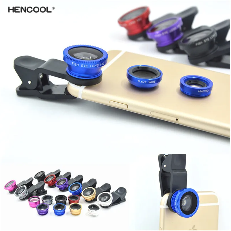 

3-in-1 Wide Angle Macro Fisheye Lens for iPhone 7 6 6S Plus 5 5S 5C SE 4S for iPad Universal Cell Phone Fish Eye Lens with Clip