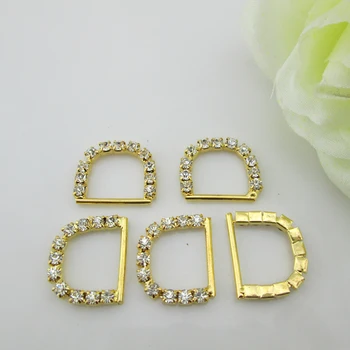 

(BU15)100pcs Letter D gold rhinestone buckle for wedding invitation card