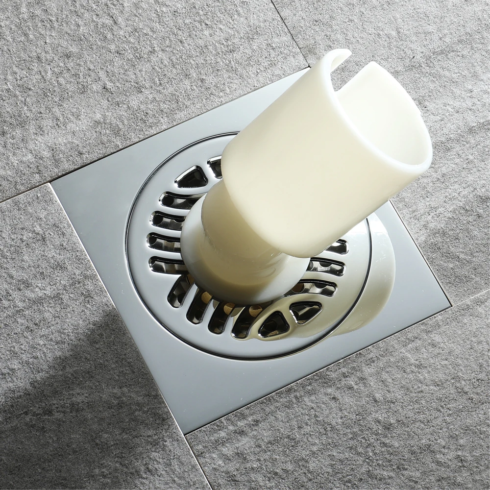 HIDEEP bathroom copper square floor drain large displacement washing