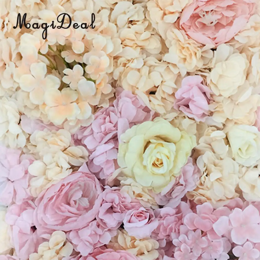 Romantic Artificial Flower Wall Panels Wedding Venue Roses Hydrangea Floral Decor Type A 5 Colors Choice	