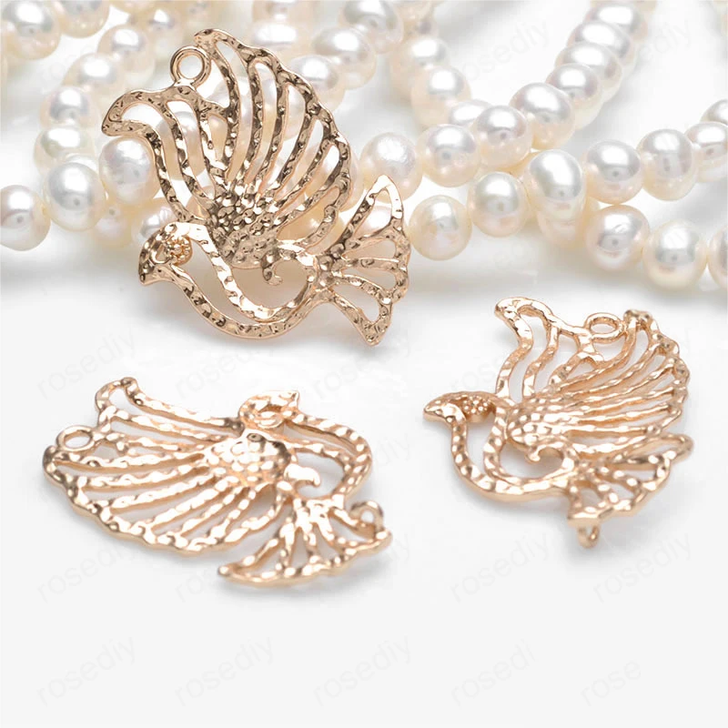 

6PCS 29.5x23MM 24K Champagne Gold Color Plated Brass Pigeon Charms Pendants High Quality Diy Jewelry Accessories