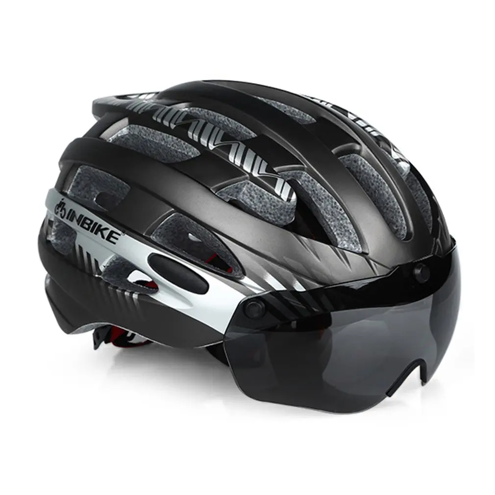 Magnetic Goggle Bicycle Helmet Riding Protective Helmet Head Protect Integrated Molding Impact-absorbing Shock Resistance
