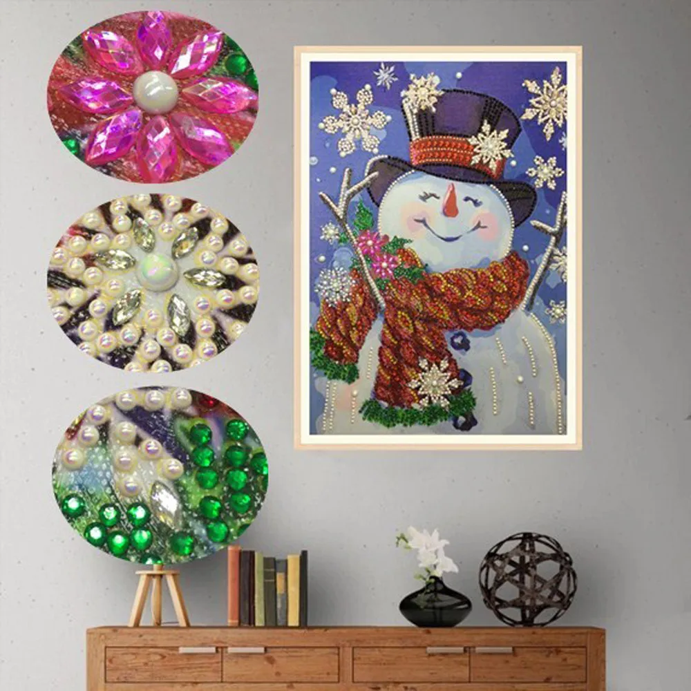 Особой формы бриллиантовый рисунок Рождество Снеговик Снежинка DIY 5D частичная дрель вышивка крестом наборы хрустальные стразы искусство K4
