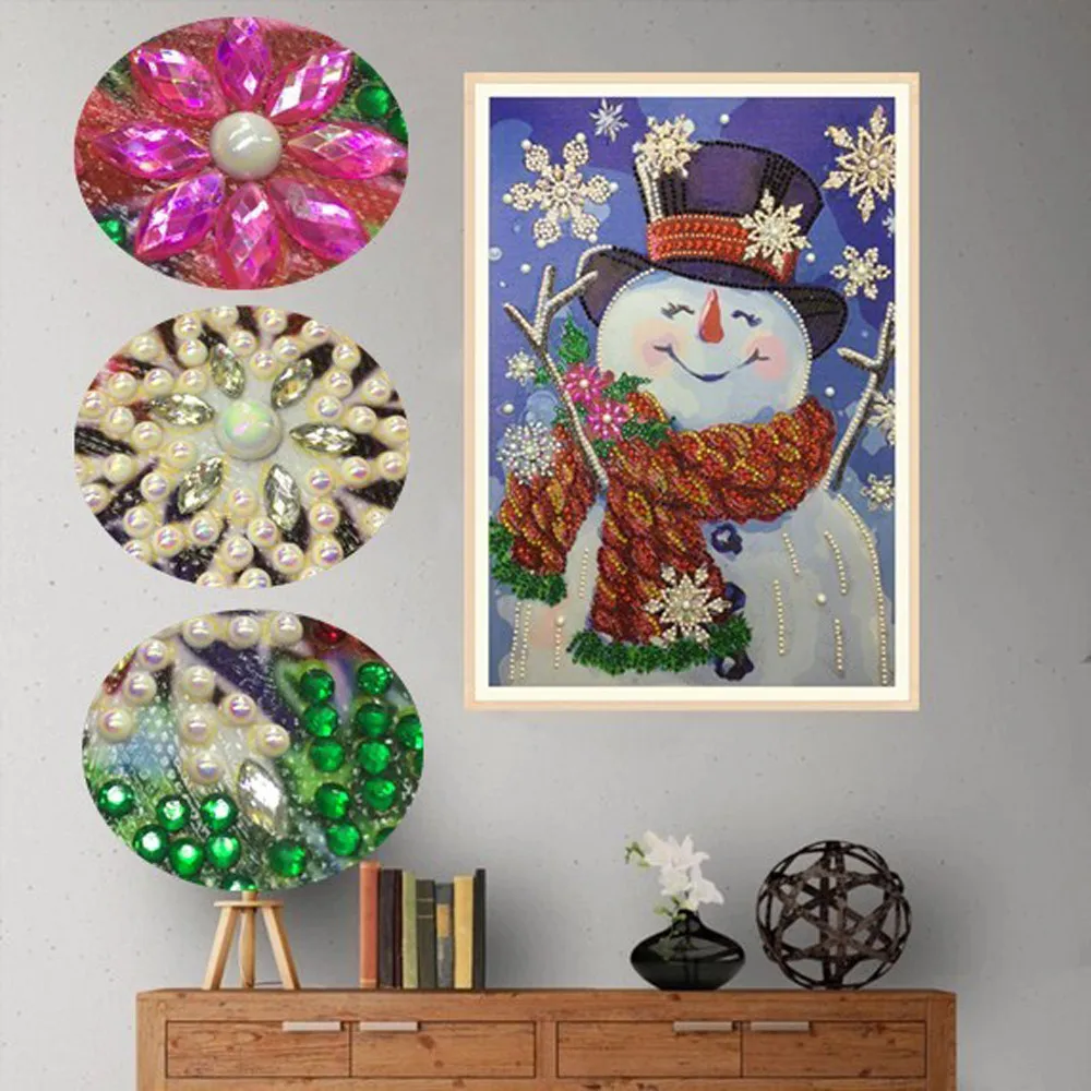 

Special Shaped Diamond Painting Christmas snowman snowflake DIY 5D Partial Drill Cross Stitch Kits Crystal Rhinestone Arts K4