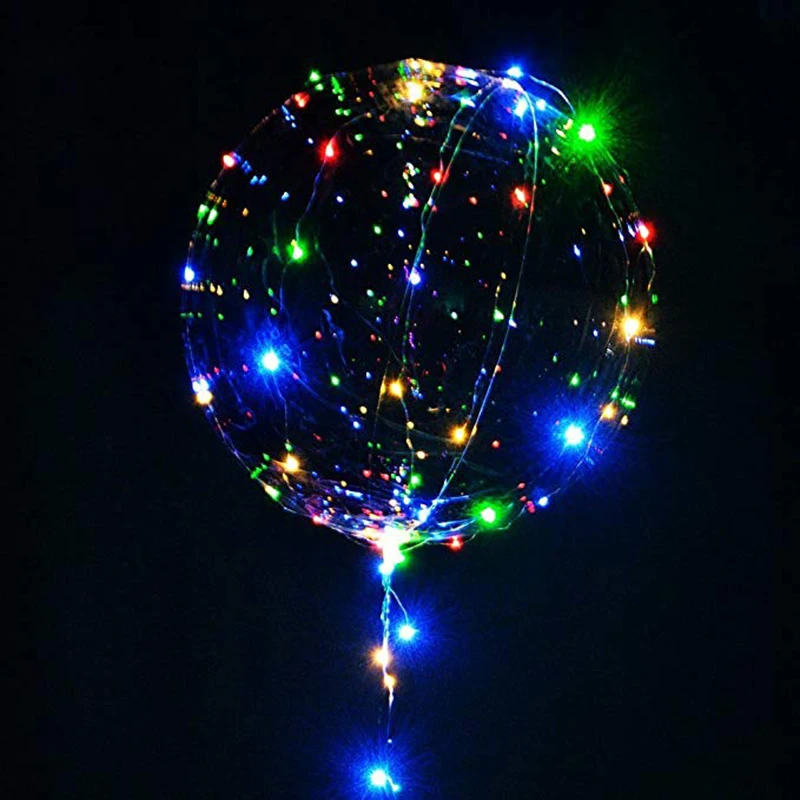 18 inch 3m Luminous Bright Led Air Balloon Transparent Bubble Round Balloons Toys Bright Led Balloon For Kids Glow In The Dark