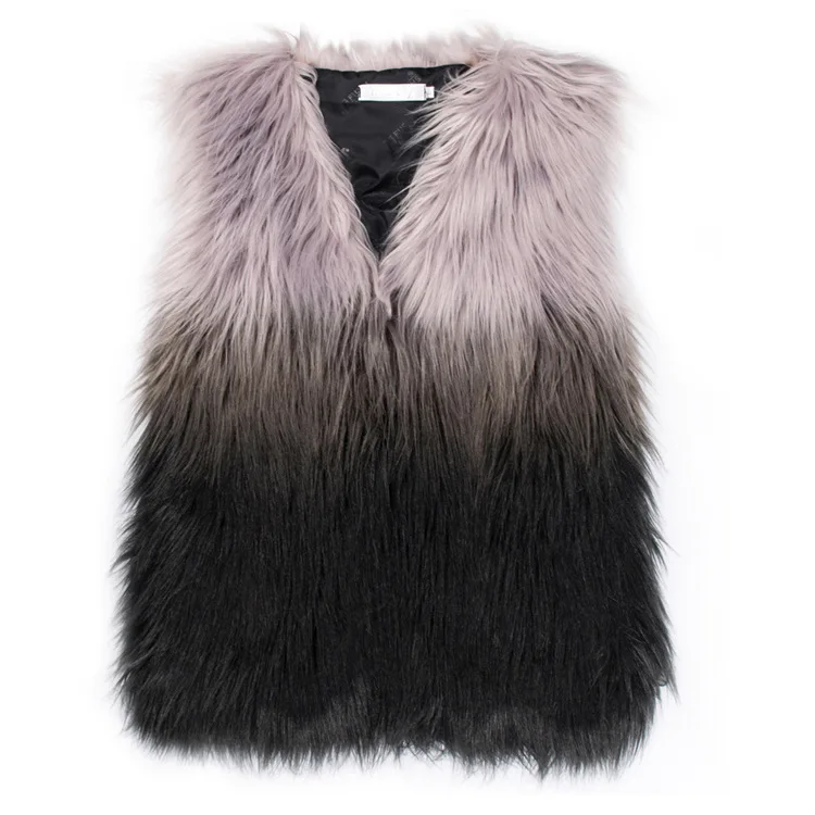 

New Women winter Clothes 2018 gradually changing colors Imitation fox fur waistcoat Faux Fur Vest winter coat women