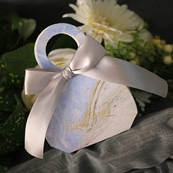 shipping100pcs сумочка форма с лентой ручной окрашенный для свадьбы или «нулевого дня рождения» на день рождения Год Вечерние Свадебные сувениры или конфеты bax - Цвет: Blue and sliver ribb