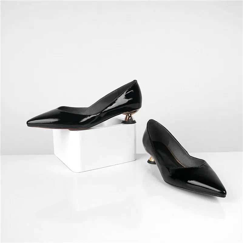 FEDONAS/Новинка года; модные туфли-лодочки для женщин; выразительные пикантные туфли на среднем каблуке из лакированной коровьей кожи; женские туфли для выпускного бала и офиса
