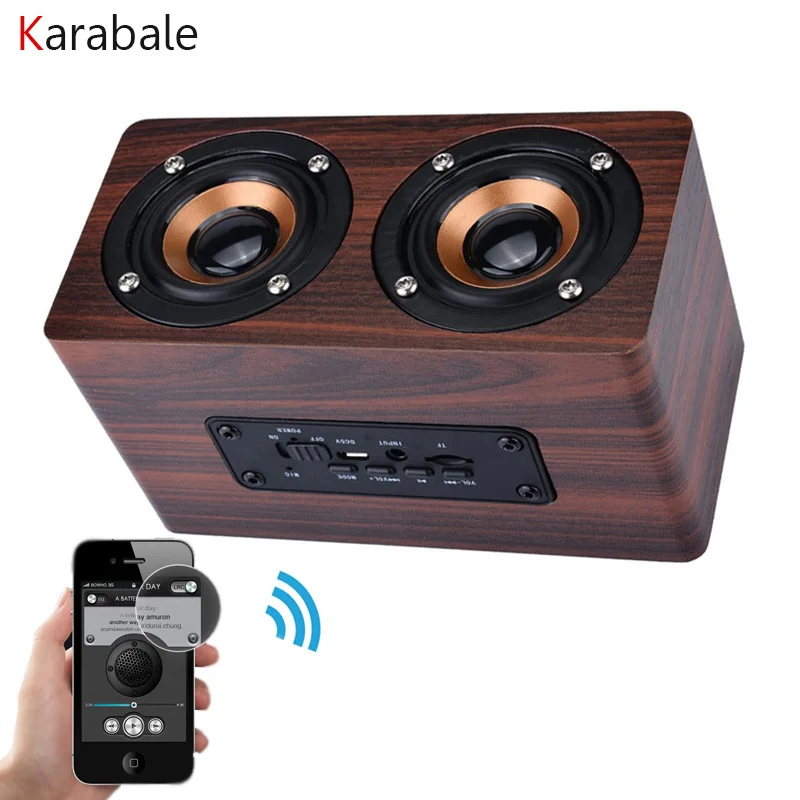 Деревянный беспроводной Bluetooth динамик Портативный HiFi Shock Bass Altavoz TF caixa de som