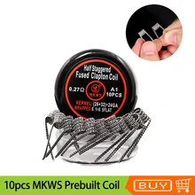 10 шт. MKWS полушатающаяся намотка FUSED Clapton Prebuilt Coil A1 SS316L(26+ 32)* 24GA DIY нагревательная катушка для RDA RBA RTA распылитель