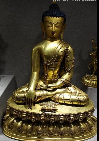 25 "Лхаса Храм Буддизм Фиолетовый Бронзовый 100% 24 К Gold шакьямуни Статуя Будды
