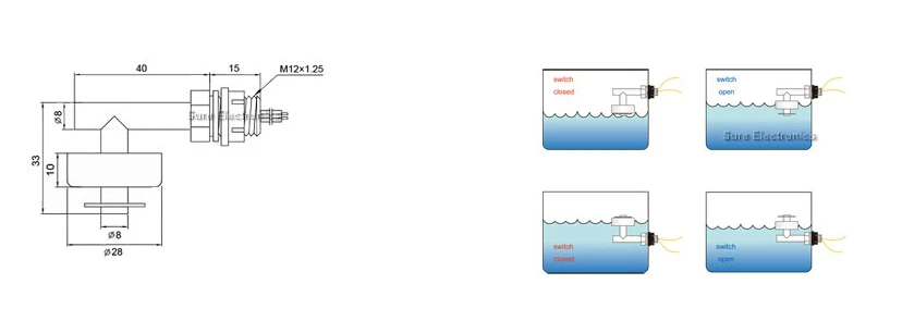 Diymore DC 220V датчик уровня воды и жидкости правый угол Поплавковый выключатель для аквариума