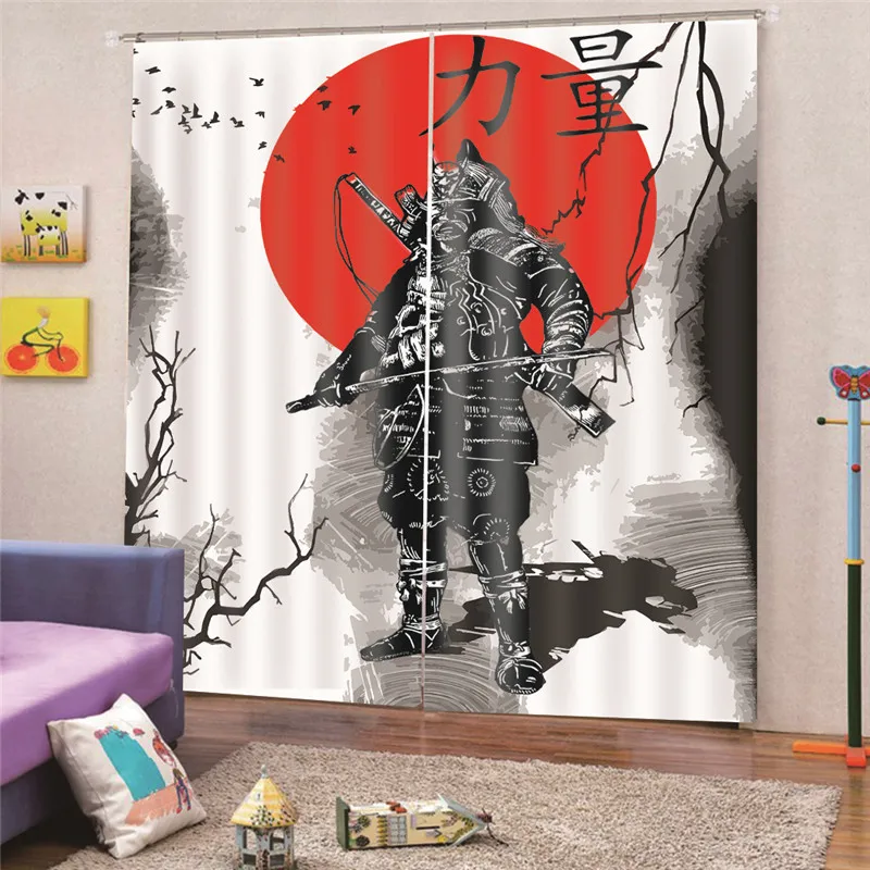 3D Digital Print Japan Samurai Curtains Modern Luxury Blackout Window For Kids Bedroom Living room Hotel Drapes Cortinas M26