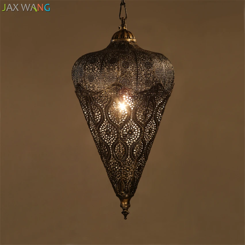 Юго-Восточной Азии винтажные подвесные светильники Ретро полые железные подвесные лампы для гостиной освещение для дома, ресторана, кухни