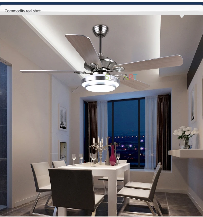 SOLFART потолочный вентилятор современный светодиодный потолочный вентилятор с лампами Серебристая бронза 42 дюймов 48 дюймов 52 дюймов Декоративные веера SLF8995