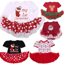 Одежда для маленьких девочек; Новинка г.; рождественские боди; Детский комбинезон; летняя одежда для девочек; боди с Санта-Клаусом; Одежда для новорожденных на год