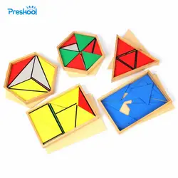 Детские игрушки Монтессори конструктивные треугольники с 5 Коробки для дошкольного образования Дошкольное Обучение Обучающие игрушки