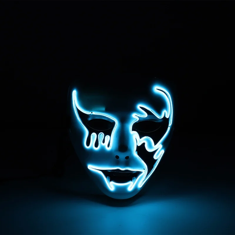 Маска на Хэллоуин Светодиодный светильник Вечерние Маски Неон Косплей тушь для ресниц ужас светящийся в темноте маска - Цвет: HL1332BL