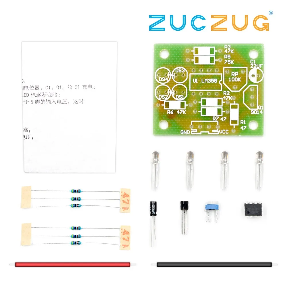 LM358 светодиодный светильник для дыхания, набор электронных комплектов для производства, набор для самостоятельной сборки деталей, дыхательный светильник, Набор для творчества, синяя мигающая лампа
