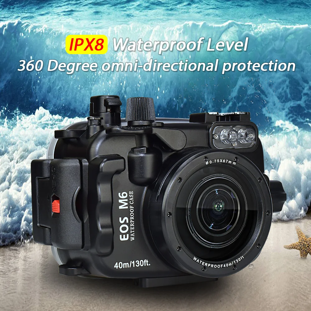 Водонепроницаемый чехол для камеры Canon EOS M6, для подводной съемки 40 м, непроницаемый защитный чехол для фотосъемки с разъемом 67 мм