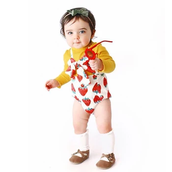 

Rorychen Infant Newborn Baby Girls Watermelon Rompers Red Strawberry Sleeveless Jumpsuit Playsuit Summer Baby Girls Costume