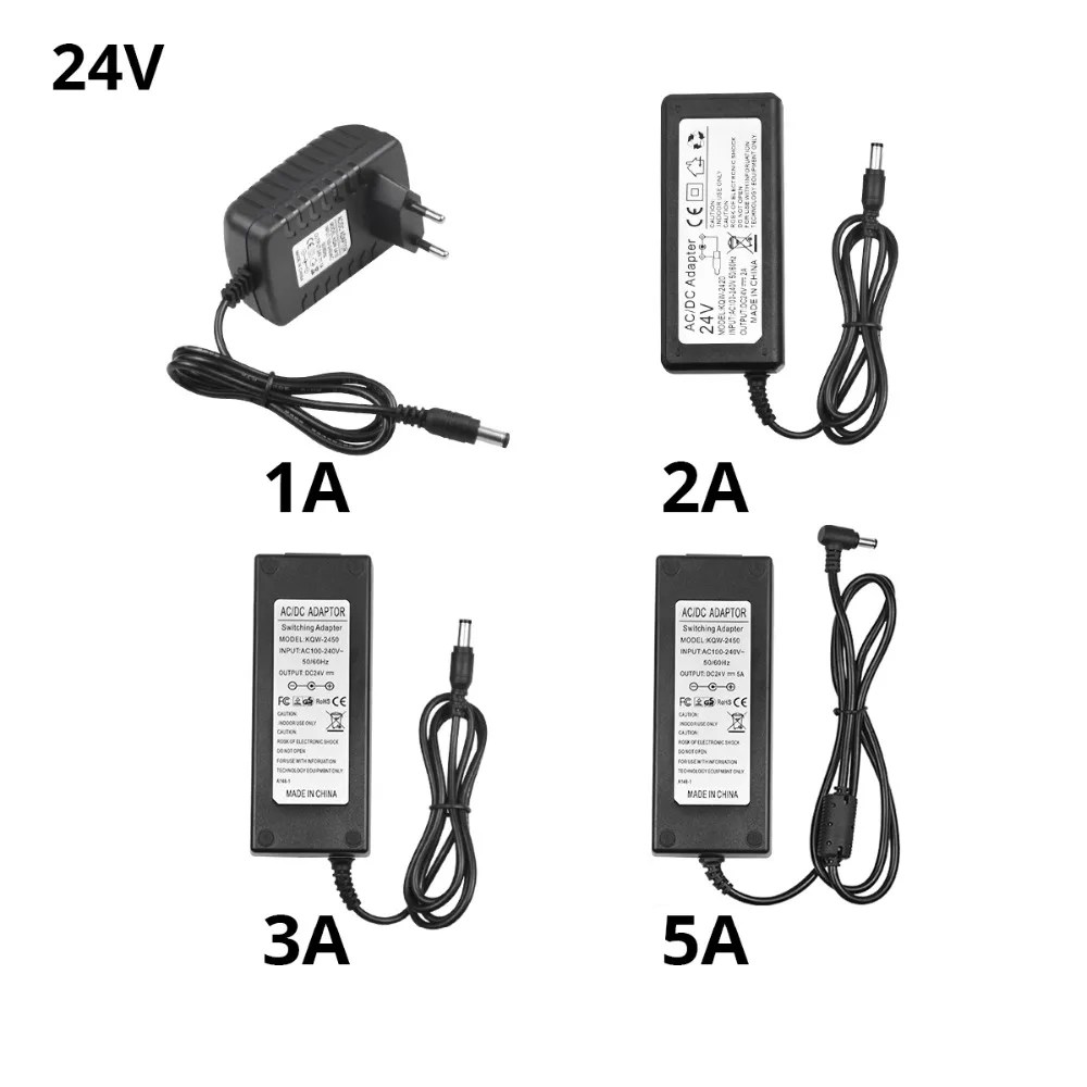 Универсальный Выключатель питания, светодиодный драйвер 100-240 В переменного тока в постоянный ток, 5 В, 12 В, 24 В, адаптер питания для преобразователя, 1A, 2A, 3A, 5A, зарядное устройство, 5,5 мм x 2,1 мм