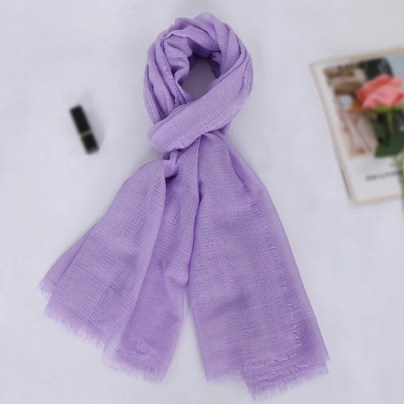 

New Pure-colour Wool Mesh Shawl Baitao Literary and Artistic Pure-colour Cotton and Hemp Scarf VS131