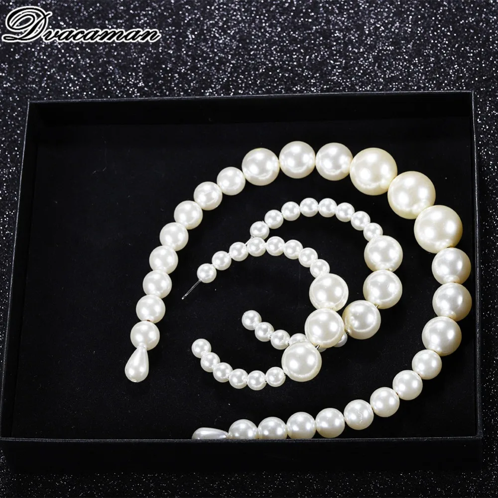 

Dvacaman 2019 Fashion Big Simulated Pearl Hairbands for Women Charm Round Beads Wedding Hairbands Jewelry Handmade Party Gifts