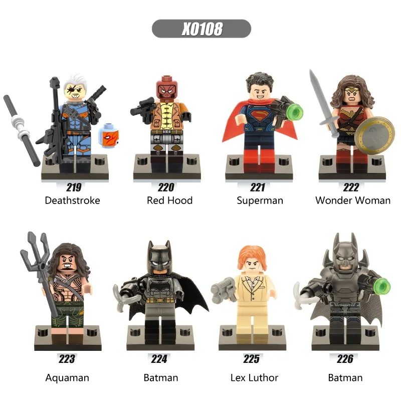 

Single Sale Super Heroes Deathstroke Red Hood Aqua Man Pirates Batman Wonder Woman Superman Building Blocks Children Toys X0108