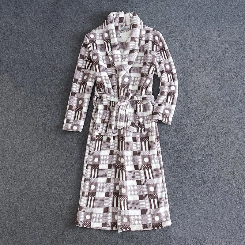 2016 men's winter robe warm Coral nightwear for men long slim high end