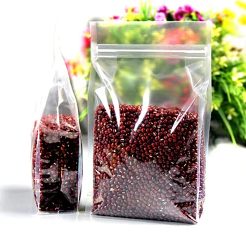 

100pcs Clear Plastic Zipper Bag Doypack Stand Up Side Gusset Ziplock Resealable Zip Lock Pouch Food Packaging Dried Fruit Beans