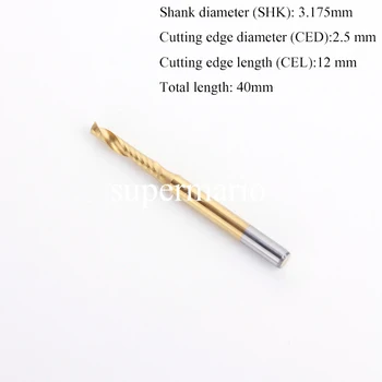 

SHINA 1pc 3.175mm TiN Coating Single Flute Spiral Cutter Router Bit CNC End Mill Carbide Milling Cutter Machine Tools 2.5x12 mm