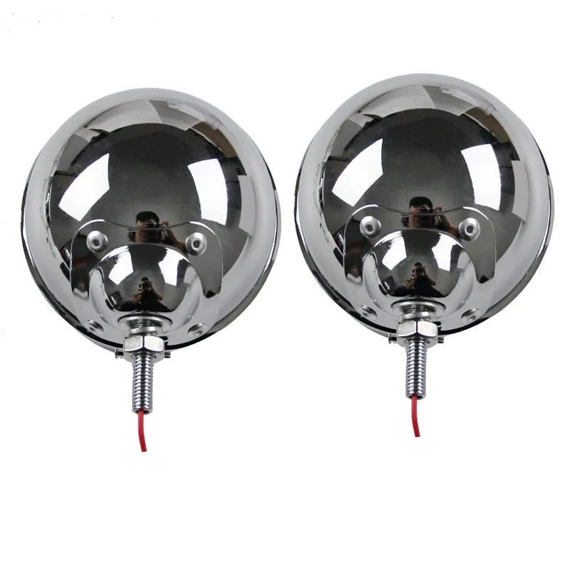 Pair BlackChrome LED Motorcycle Headlight Front Passing Fog Light Universal 12V with Housing Bracket For Harley Motorcycle (28)
