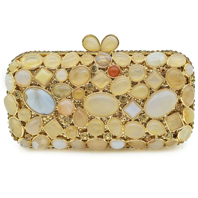 Golden Crystal Box Evening Bag Women Designer Diamond Clutch Bag Female banquet purse Party Bag Day Clutches Handbags blue box