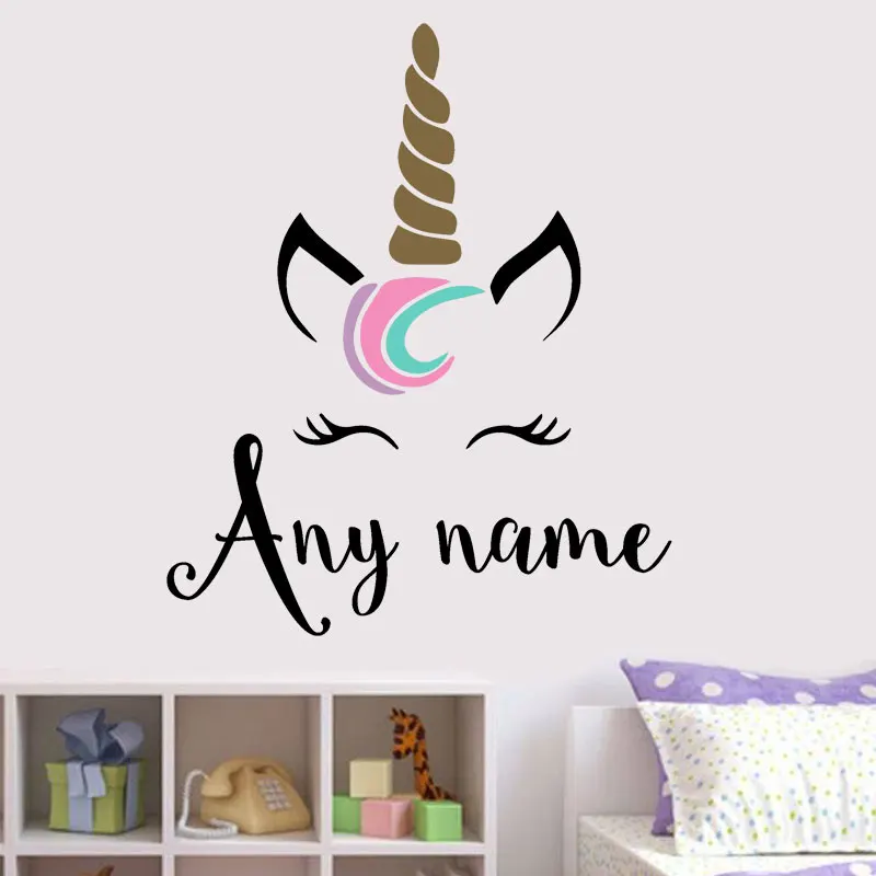 

Custom name Unicorn Monogram Theme Wall Sticker Vinyl Home Decor For Girls Room Decal Nursery Cartoon Wallpaper Murals B699