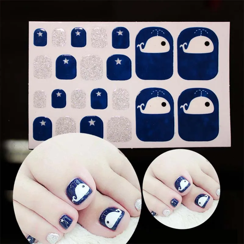 

Nail Art Toe Nail Sticker Glitter Fresh Style Full Cover Toe Supplies Foot Decal Glitter for Women Ladies Girls D23