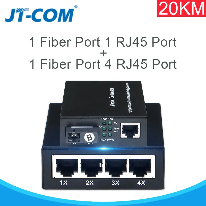 20 40 км гигабитный медиаконвертер волоконно-оптический к Rj45 одиночный режим одиночный Fibra оптика Ethernet коммутатор трансивер 10/100/1000 м SM