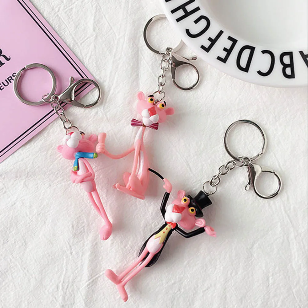 

Keychain Vinyl Doll Gift For Women Pink Panther Cartoon Keychain Creative Birthday Key Chain Ring