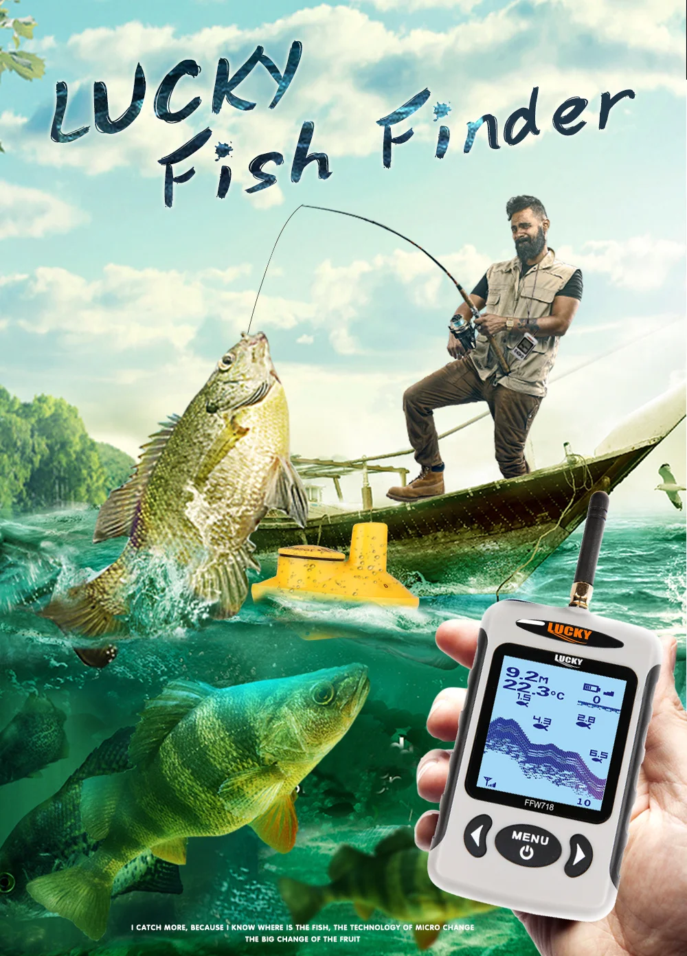 FFW718 Wireless Fish Finder Findfish Marine Sonar Sounder 40M120FT Depth Sounder Fishing Alarm Underwater Detector For Fish (7)