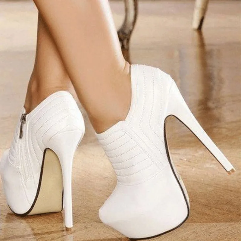 white closed toe heels