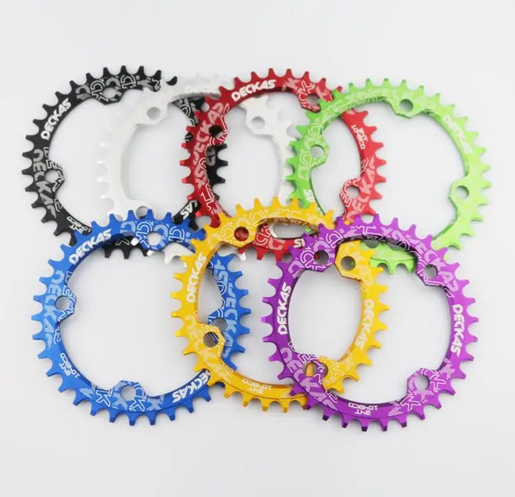 Deckas круглый узкий широкий Chainring MTB горный велосипед велосипедный спорт 104BCD 32 т 34 36 38 шатуны зуб части пластины 104 BCD