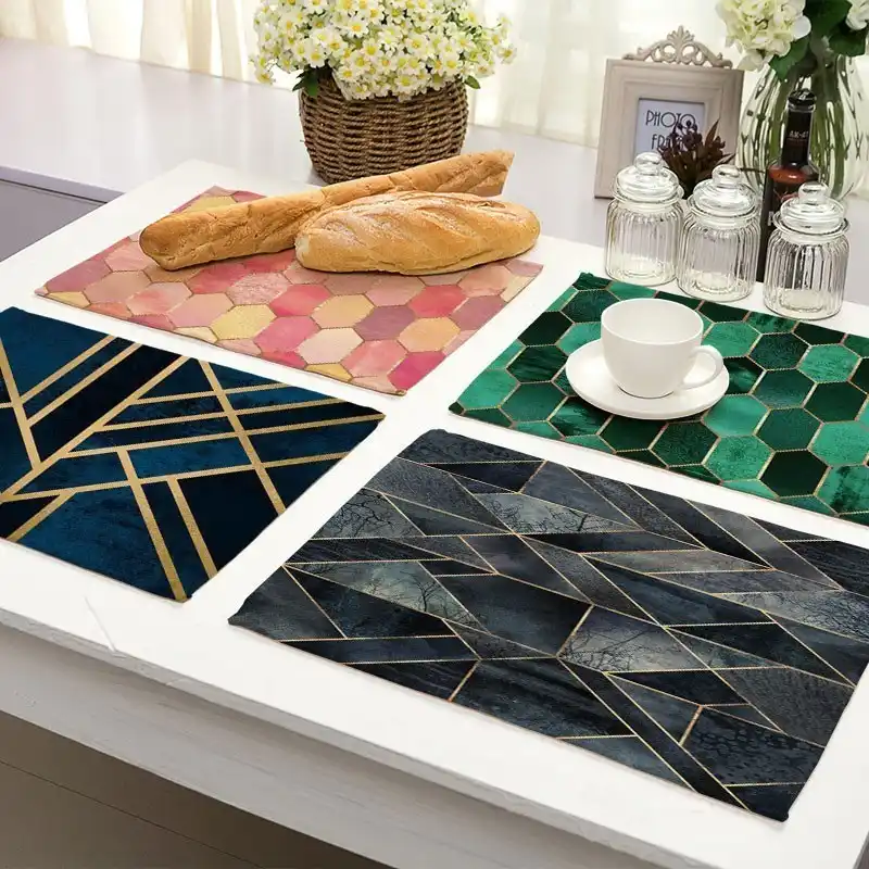 1Pcs Geometric Letter Pattern Placemat Dining Table Mats Drink Coasters