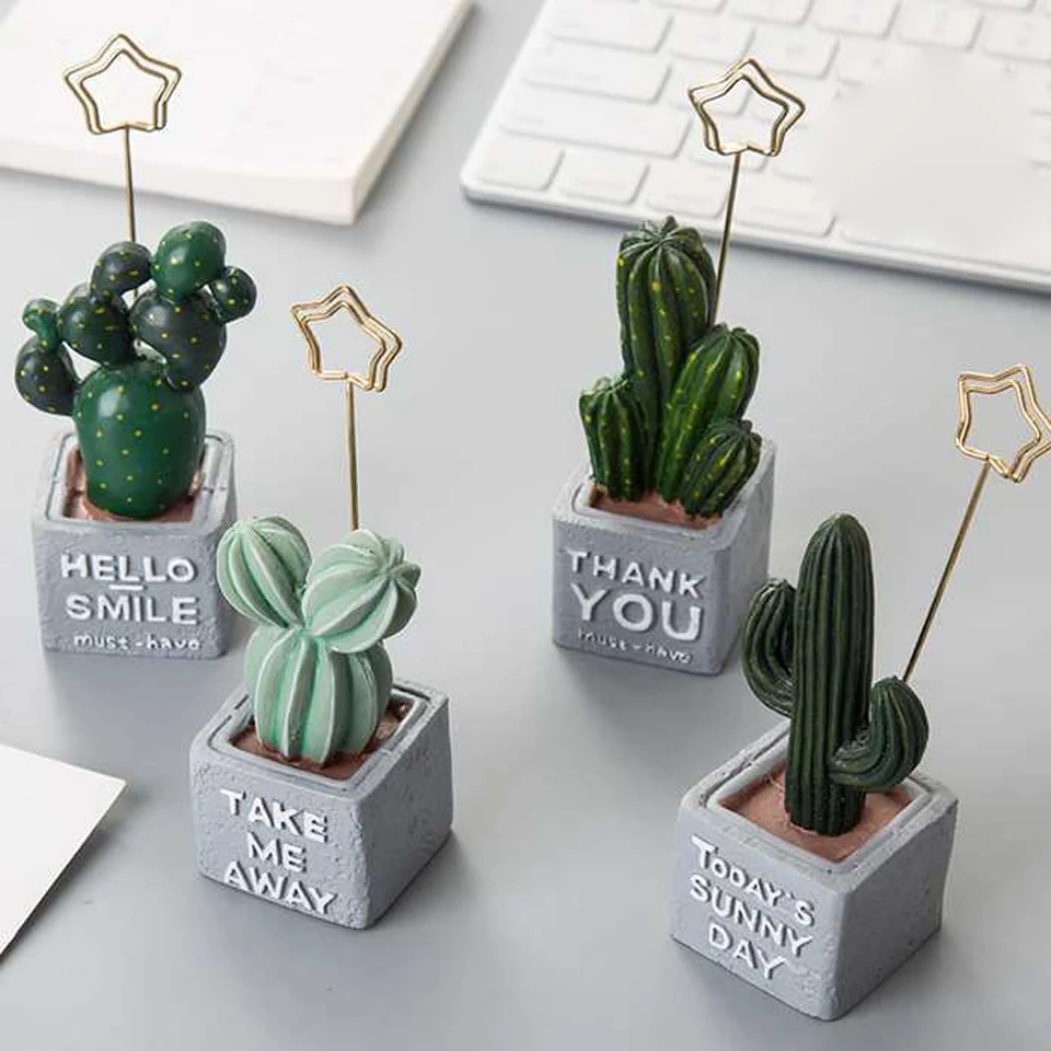 

Creative Artificial Resin Succulent Cactus Jewelry Personality Desktop Small Bonsai Plant Fake Flower Ornaments Note Clip
