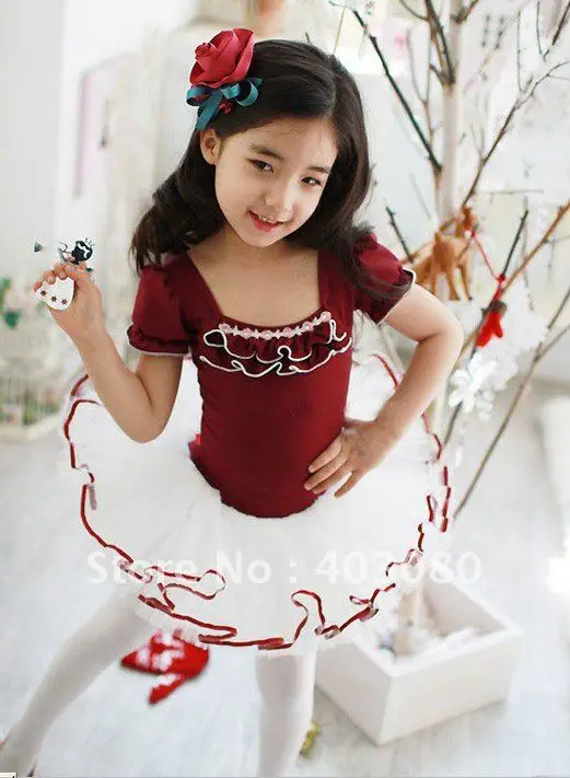 Балетная юбка для девочек из Южной Кореи, детское платье для детей 3-8 лет, Детские боди, юбка для упражнений(подарок, аксессуары для волос с розой/зажим